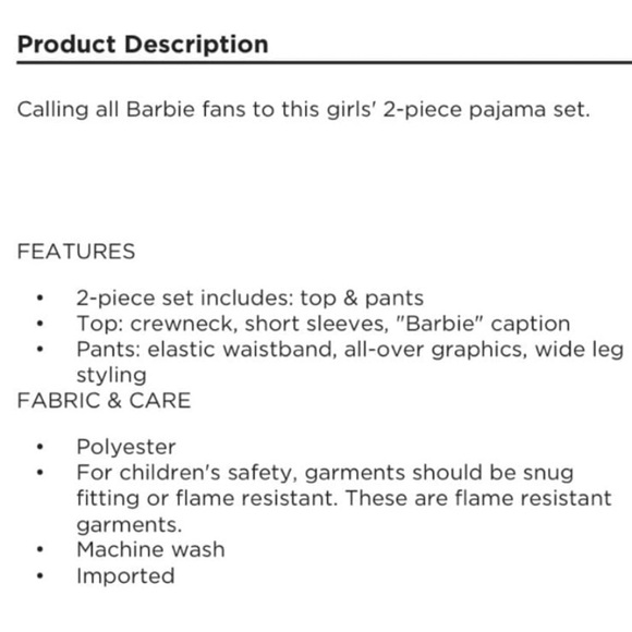 Barbie pajama size 12 and Barbie doll - Picture 3 of 4